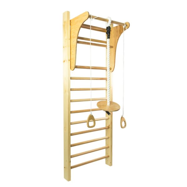Wooden Wall Bars with Pull-Up Bar and Accessories